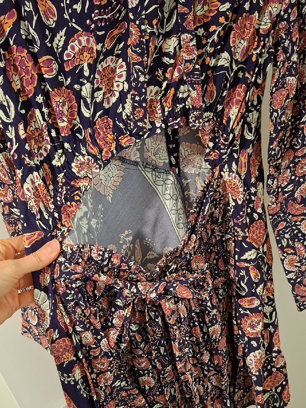 NWT Antik Batik Purple & Orange Handkerchief Hem Cut-out Accent Dress (Size M) - Picture 6 of 10